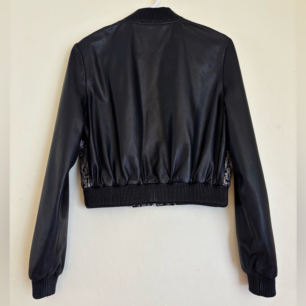 Lamarque Leather Black and Gold Bomber Jacket - Picture 5 of 12